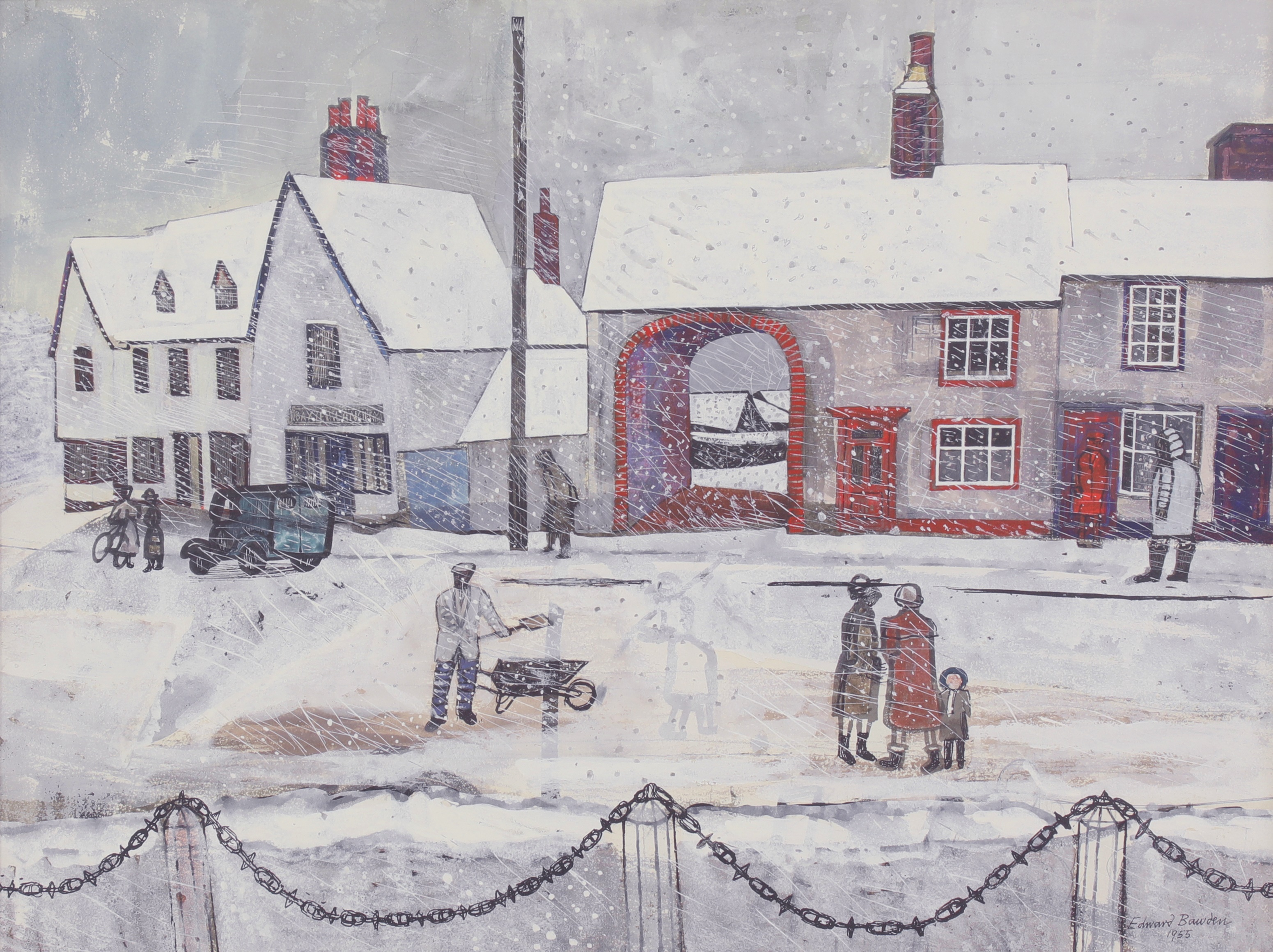 Edward Bawden RA (1903-1989) A snowy day, High Street, Great Bardfield, Essex (£7,000 - £9,000)